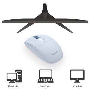 Philips SPK7398 Mavi Sessiz Optik Kablosuz Mouse