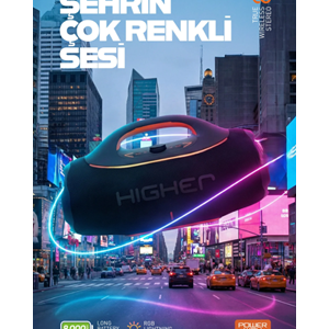 Powerway HİGHER 120W 4x Güç Usb Hafıza Kartı Aux Fm Led Işıklı Bluetooth Hoparlör 8000 mAh Ses Bombası