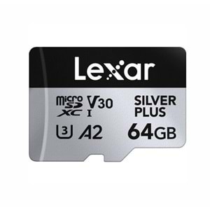 Lexar 64 GB Professional Silver Plus LMSSIPL064G Class 10 UHS-I U3 A2 V30 Micro SD Kart