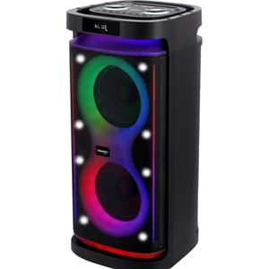 Ceremony Audio CM-208 Taşınabilir Bluetooth Parti Hoparlör 2x8 Inç Woofer 400WATT Tws Disco Lights
