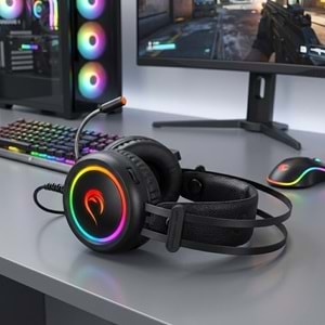 Rampage STORMY Siyah USB 7.1 Surround Oyuncu Kulaklık+Mic