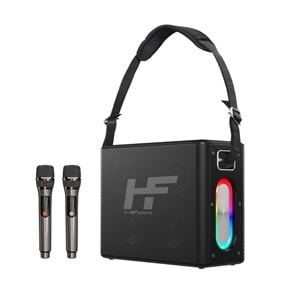HiFuture MUSİCBOX Bluetooth 100W TWS Çift Mikrofonlu Taşınabilir Karaoke Sistemi Kablosuz Hoparlör Siyah