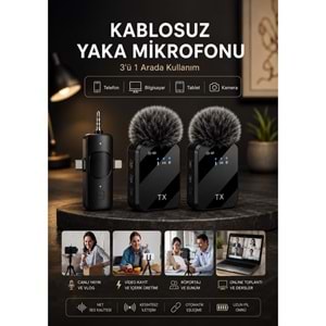Sprange SM-12 3IN1 Kablosuz Yaka Mikrofonu