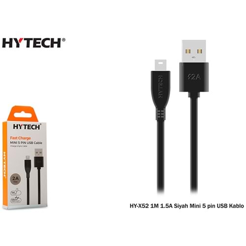 HYTECH HY-X52 1M 1.5A SİYAH MİNİ 5 pin USB KABLO