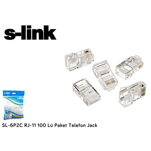 S-link SL-6P2C RJ-11 100 Lü Paket Telefon Jack