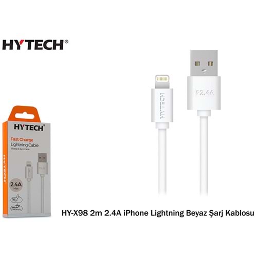 HYTECH HY-X98 2m 2.4A iPHONE Lightning BEYAZ ŞARJ KABLOSU