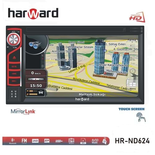 HARWARD HR-ND624 6,2 DOUBLE BT/DVD/SD/USB/FM/GPS OTO TEYP KAMERA HEDİYE