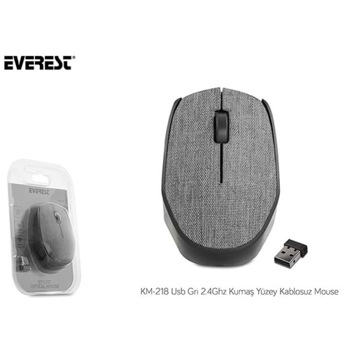 Everest KM-218 Usb Gri 2.4Ghz Kumaş Yüzey Kablosuz Mouse