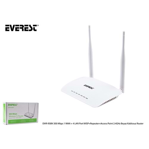 Everest EWR-958N 300 Mbps 1 WAN + 4 LAN Port WISP+Repeater+Access Point 2.4GHz Beyaz Kablosuz Router