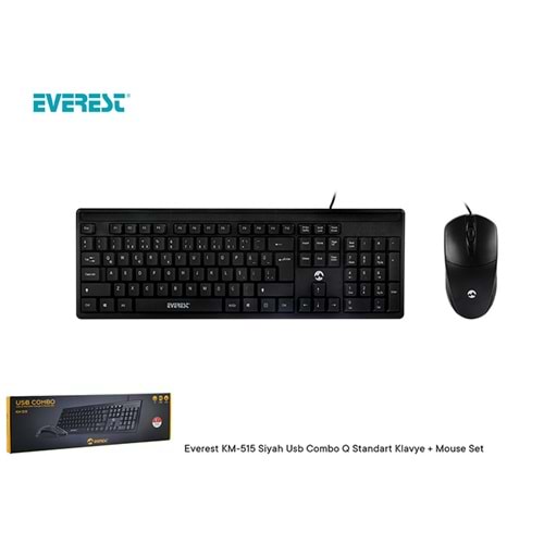 Everest KM-515 Siyah Usb Combo Q Standart Klavye + Mouse Set