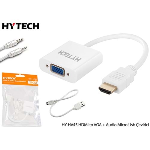 HYTECH HY-HV45 HDMI to VGA + AUDIO MİCRO USB ÇEVİRİCİ