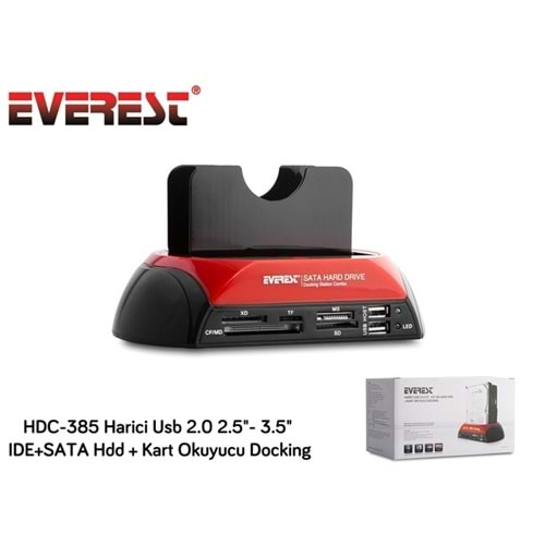 Everest HDC-385 Harici Usb 2.0 2.5- 3.5 IDE+SATA Hdd + Kart Okuyucu Docking