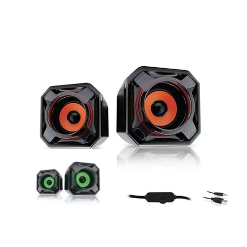 Mikado MD-177 2.0 5W * 2 Yeşil/Siyah Super Bass USB Speaker