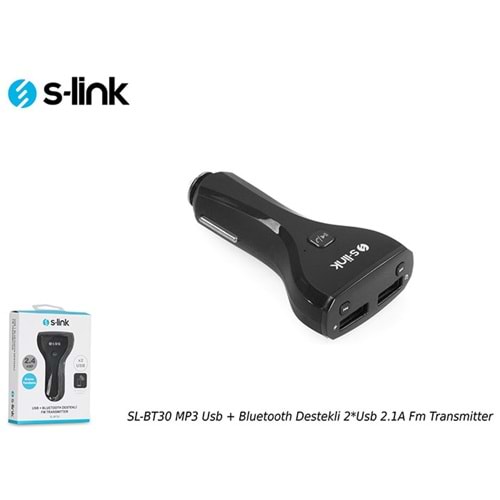 S-link SL-BT30 MP3 Usb+Bluetooth Destekli 2*Usb 2.1A Fm Transmitter
