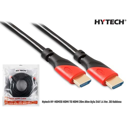 Hytech HY-HDM20 HDMI TO HDMI 20m Altın Uçlu 24K 1.4 Ver. 3D Kablosu