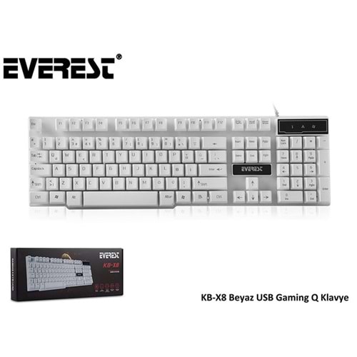 Everest KB-X8 Beyaz USB Gaming Q Klavye
