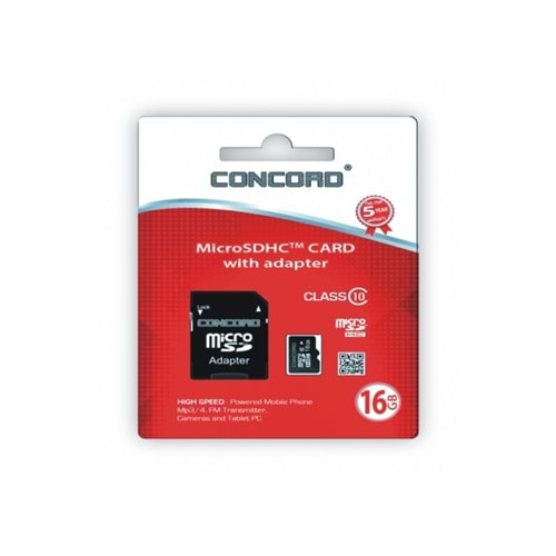Concord C-M16 16 GB Adaptörlü Class 10 Micro SD Hafıza Kartı