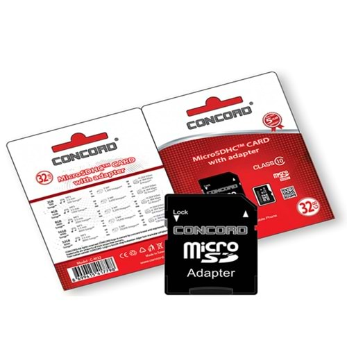 Concord C-M32 32 GB Adaptörü CLASS 10 Micro SD Hafıza Kartı