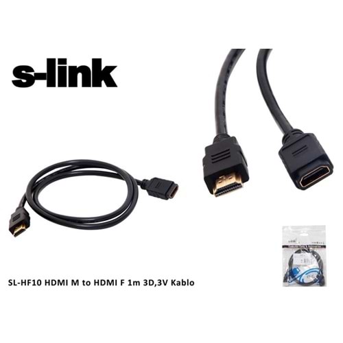 S-LİNK SL-HF10 HDMI M to HDMI F 1mt 3D,3V KABLO