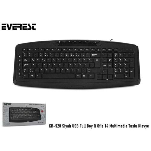Everest KB-920 Siyah USB Full Boy Q Ofis 14 Multimadia Tuşlu Klavye