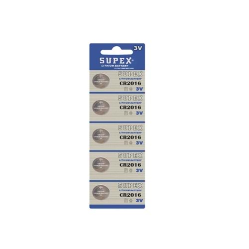 Supex CR2016 3v (5 paket) Lityum Para Pilli