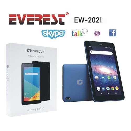 Everest WİNNER PRO EW-2021 Wifi+BT 2*Kamera 7 LCD Ekran A100 Quard Core 2GB+16GB And.10 OS Tablet PC