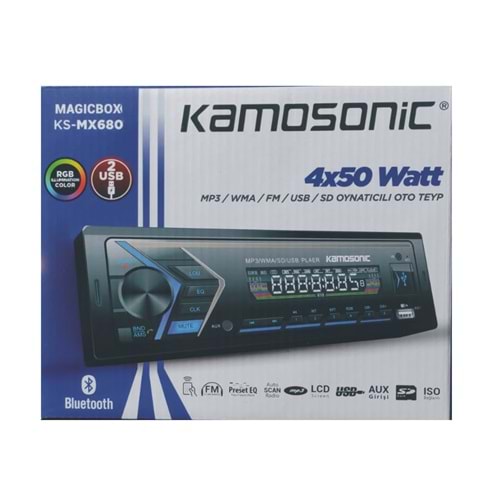 Kamosonic KS-MX680 Bluetooth Çift Usb/Sd/Fm Oto Teyp