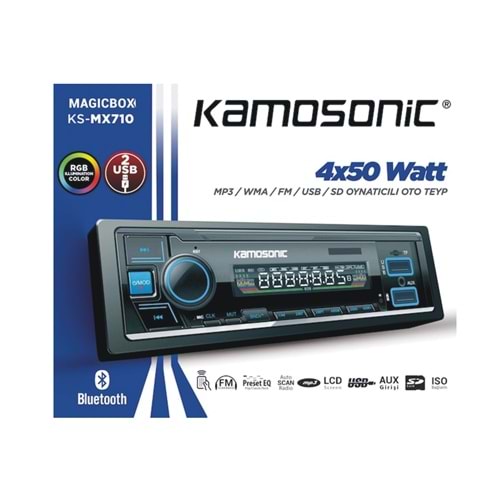 Kamosonic KS-MX710 Bluetooth Çift Usb/Sd/Fm Oto Teyp