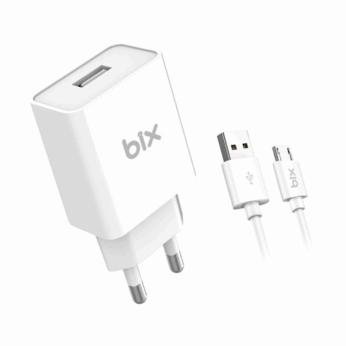 Bix BX-M10TA 10W Şarj Adaptörü ve Micro USB 1mt Şarj Kablosu