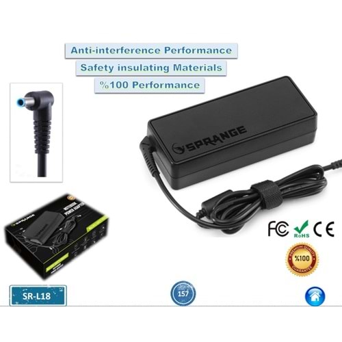 Sprange SR-L18 19.5V 3.33A 65W HP Yeni Nesil Mavi Uç 4.5x3.0 Notebook Adaptör