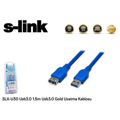 S-link SLX-U30 Usb 3.0 1.5mt Usb3.0 Gold Uzatma Kablosu