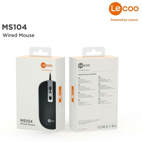 LENOVO LECOO MS104 1600 DPI 4 TUŞLU USB KABLOLU OPTİK MOUSE