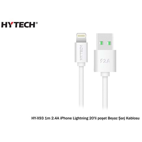 Hytech HY-X93 1m 2.A iPhone Lightning Beyaz&siyah Şarj Kablosu