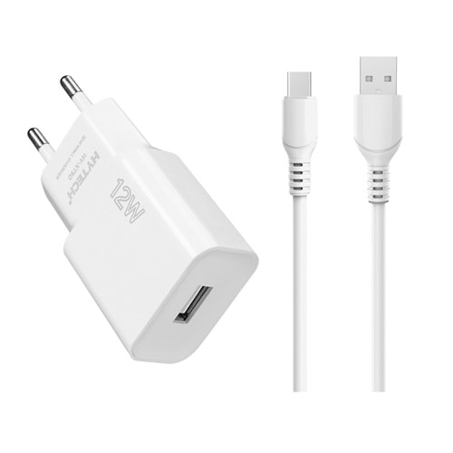 Hytech HY-XT50T 12W 5V 2,4A Type USB-C Kablolu Beyaz kablo + Ev Şarj Cihazı