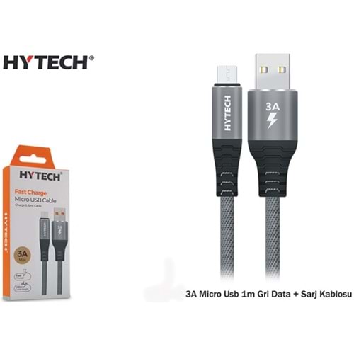 Hytech HY-X2102M 3A Micro Usb 2m Gri Data + Sarj Kablosu