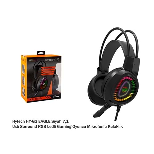 Hytech HY-G3 EAGLE Siyah 7.1 Usb Surround RGB Ledli Gaming Oyuncu Mikrofonlu Kulaklık