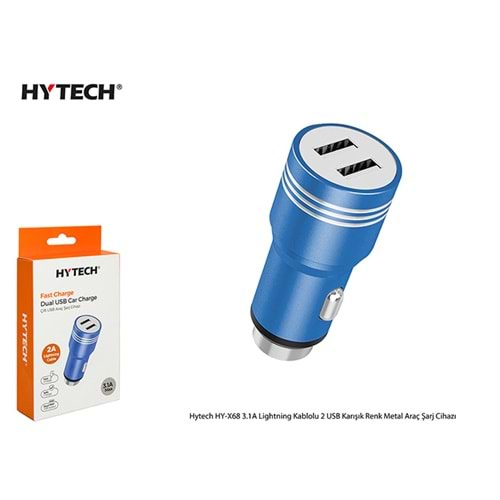 Hytech HY-X68 3.1A 2 USB Karışık Renk Metal Araç Şarj Cihazı