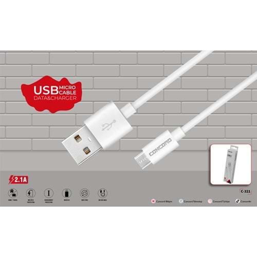 Concord C-321 Micro Usb Data Şarj Kablosu