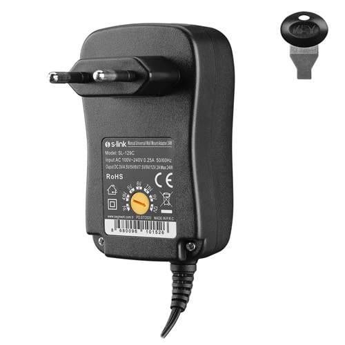 S-link SL-129C 3V/4,5V/5V/6V/7,5V/9V/12V 2A (5.5*2.1) 8 Uçlu Adaptör