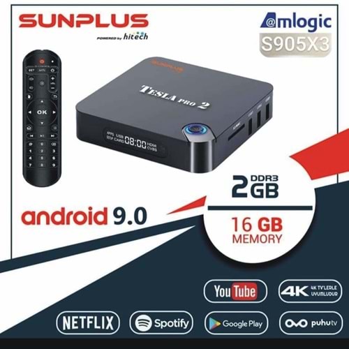 SUNPLUS TESLA PRO 2 AMLOGIC S905X3 ANDRIOD DDR3 2GB 16GB TV BOX