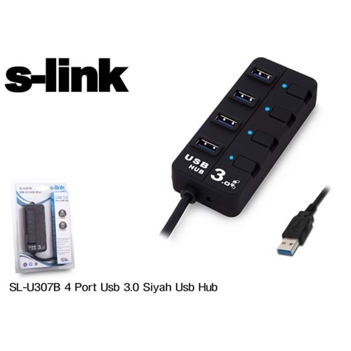 S-link SL-U307B 4 Port Usb 3.0 Siyah Usb Hub