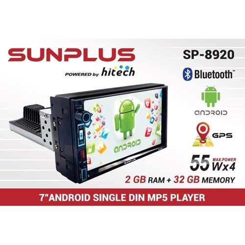 Sunplus SP-8920 7 İnç Androıd 10 Sıngle 2+32 Gb Oto Teyp