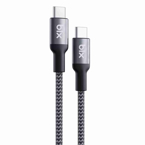 Bix BXCC241 Type-C to Type-C 240W USB-IF Metal Başlıklı Örgülü Şarj Data 1,8mt Kablosu