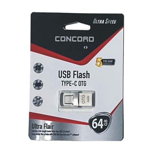 Concord C-OTGTN64 64 GB USB 2,0 Otg Type-C Mini Metal Flash Bellek