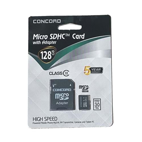 Concord C-M128 128 GB Adaptörlü Class 10 Micro SD Hafıza Kartı