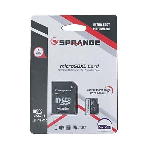 Sprange SM-256 256 GB Class10 Micro SDXC UHS-3 4K HD Ultra Hafıza Kartı