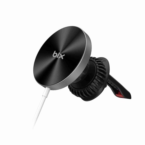 Bix BXCH2 15W MagSafe Uyumlu Kablosuz Şarj ve Manyetik Araç içi Telefon Tutucu Siyah