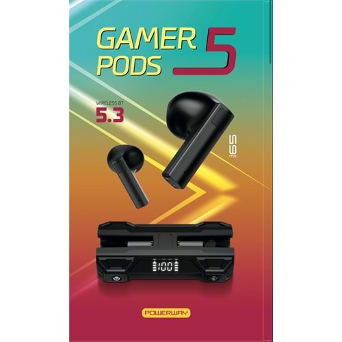 Powerway 65MS Gamer Pods5 Bluetooth 5.3 BT Kulak İçi Oyuncu Kulaklığı