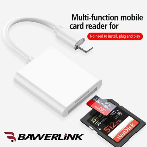 Bawerlink BW-010 Type-C SD Camera Reader SD Micro SD Kart Okuyucu Kablo Adaptör