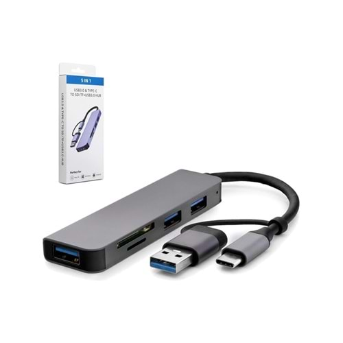 Bawerlink BW-2032 Type-C+Usb 3.0 Hub Combo 3 Port+Sd/tf Card Reader